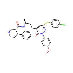 COc1ccc(-n2nc(Sc3ccc(Cl)cc3)cc(CC[C@H](C)NC(=O)[C@H]3CNCC[C@@H]3c3ccccc3)c2=O)cc1 ZINC000027519022