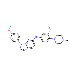 COc1ccc(-n2ncc3ccc(Nc4ccc(N5CCN(C)CC5)c(OC)c4)nc32)cc1 ZINC000095559754