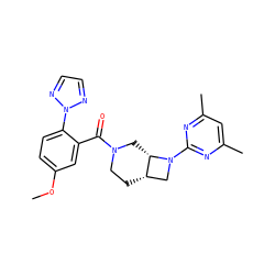 COc1ccc(-n2nccn2)c(C(=O)N2CC[C@H]3CN(c4nc(C)cc(C)n4)[C@H]3C2)c1 ZINC000116826812
