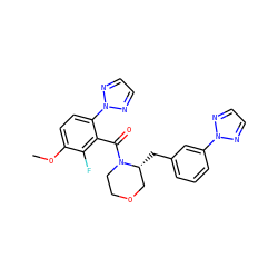 COc1ccc(-n2nccn2)c(C(=O)N2CCOC[C@H]2Cc2cccc(-n3nccn3)c2)c1F ZINC000205636904