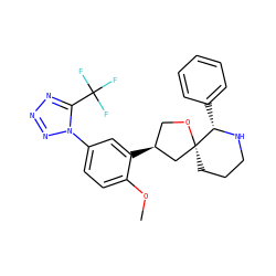 COc1ccc(-n2nnnc2C(F)(F)F)cc1[C@H]1CO[C@]2(CCCN[C@H]2c2ccccc2)C1 ZINC000003952188