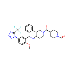 COc1ccc(-n2nnnc2C(F)(F)F)cc1CN[C@H]1CCN(C(=O)C2CCN(C(C)=O)CC2)C[C@H]1c1ccccc1 ZINC000014176509