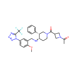 COc1ccc(-n2nnnc2C(F)(F)F)cc1CN[C@H]1CCN(C(=O)C2CN(C(C)=O)C2)C[C@H]1c1ccccc1 ZINC000073167651