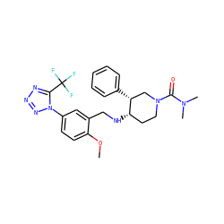 COc1ccc(-n2nnnc2C(F)(F)F)cc1CN[C@H]1CCN(C(=O)N(C)C)C[C@H]1c1ccccc1 ZINC000073167647