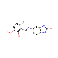 COc1ccc(Br)c(/C=N/c2ccc3[nH]c(=O)[nH]c3c2)c1O ZINC000299821408