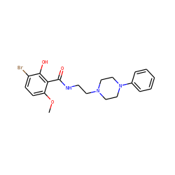 COc1ccc(Br)c(O)c1C(=O)NCCN1CCN(c2ccccc2)CC1 ZINC000013761256