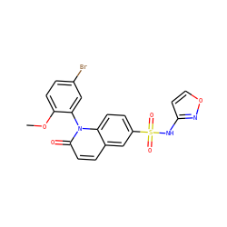 COc1ccc(Br)cc1-n1c(=O)ccc2cc(S(=O)(=O)Nc3ccon3)ccc21 ZINC001772645555