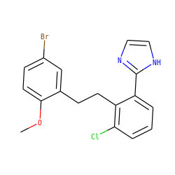 COc1ccc(Br)cc1CCc1c(Cl)cccc1-c1ncc[nH]1 ZINC000027201371