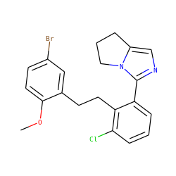 COc1ccc(Br)cc1CCc1c(Cl)cccc1-c1ncc2n1CCC2 ZINC000027206464