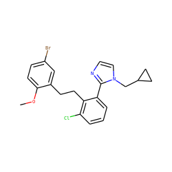 COc1ccc(Br)cc1CCc1c(Cl)cccc1-c1nccn1CC1CC1 ZINC000027195493