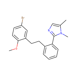 COc1ccc(Br)cc1CCc1ccccc1-c1ncc(C)n1C ZINC000027206500