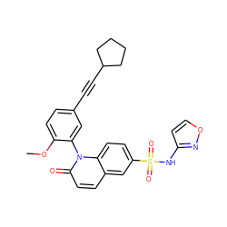 COc1ccc(C#CC2CCCC2)cc1-n1c(=O)ccc2cc(S(=O)(=O)Nc3ccon3)ccc21 ZINC001772622305