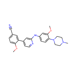 COc1ccc(C#N)cc1-c1ccnc(Nc2ccc(N3CCN(C)CC3)c(OC)c2)c1 ZINC000095597105