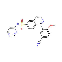 COc1ccc(C#N)cc1-c1nccc2cc(S(=O)(=O)Nc3ccncn3)ccc12 ZINC000225046144