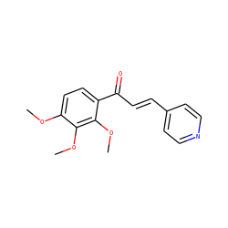 COc1ccc(C(=O)/C=C/c2ccncc2)c(OC)c1OC ZINC000040402500