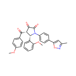 COc1ccc(C(=O)[C@@H]2C(=O)C(=O)N(c3ccc(-c4cc(C)no4)cc3)[C@@H]2c2ccccc2OC)cc1 ZINC000169694870