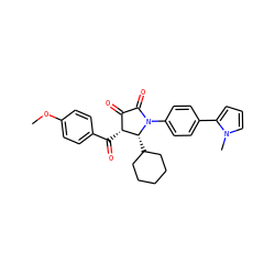 COc1ccc(C(=O)[C@@H]2C(=O)C(=O)N(c3ccc(-c4cccn4C)cc3)[C@@H]2C2CCCCC2)cc1 ZINC000169694842