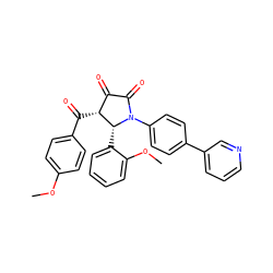 COc1ccc(C(=O)[C@@H]2C(=O)C(=O)N(c3ccc(-c4cccnc4)cc3)[C@@H]2c2ccccc2OC)cc1 ZINC000169694898