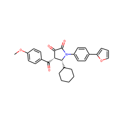 COc1ccc(C(=O)[C@@H]2C(=O)C(=O)N(c3ccc(-c4ccco4)cc3)[C@@H]2C2CCCCC2)cc1 ZINC000169694846