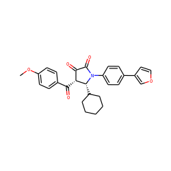 COc1ccc(C(=O)[C@@H]2C(=O)C(=O)N(c3ccc(-c4ccoc4)cc3)[C@@H]2C2CCCCC2)cc1 ZINC000169694910