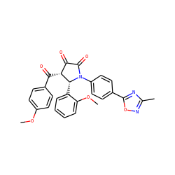 COc1ccc(C(=O)[C@@H]2C(=O)C(=O)N(c3ccc(-c4nc(C)no4)cc3)[C@@H]2c2ccccc2OC)cc1 ZINC000169694890