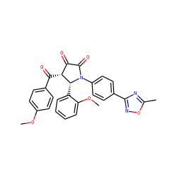 COc1ccc(C(=O)[C@@H]2C(=O)C(=O)N(c3ccc(-c4noc(C)n4)cc3)[C@@H]2c2ccccc2OC)cc1 ZINC000169694882