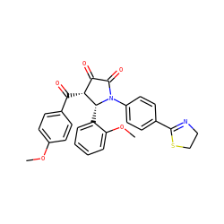 COc1ccc(C(=O)[C@@H]2C(=O)C(=O)N(c3ccc(C4=NCCS4)cc3)[C@@H]2c2ccccc2OC)cc1 ZINC000169694874