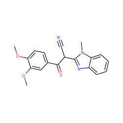 COc1ccc(C(=O)C(C#N)c2nc3ccccc3n2C)cc1OC ZINC000101873218