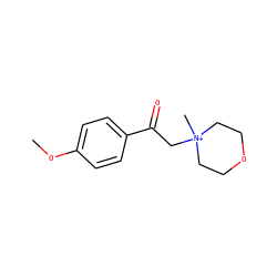 COc1ccc(C(=O)C[N+]2(C)CCOCC2)cc1 ZINC000001667115