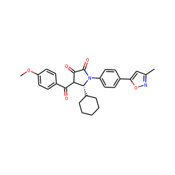 COc1ccc(C(=O)C2C(=O)C(=O)N(c3ccc(-c4cc(C)no4)cc3)[C@@H]2C2CCCCC2)cc1 ZINC000165883321