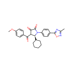 COc1ccc(C(=O)C2C(=O)C(=O)N(c3ccc(-c4nc(C)no4)cc3)[C@H]2C2CCCCC2)cc1 ZINC000096176380