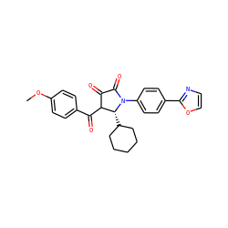 COc1ccc(C(=O)C2C(=O)C(=O)N(c3ccc(-c4ncco4)cc3)[C@@H]2C2CCCCC2)cc1 ZINC000166043354