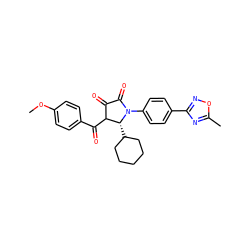 COc1ccc(C(=O)C2C(=O)C(=O)N(c3ccc(-c4noc(C)n4)cc3)[C@@H]2C2CCCCC2)cc1 ZINC000165858181