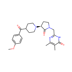 COc1ccc(C(=O)C2CCN([C@H]3CCN(Cc4nc(C)c(C)c(=O)[nH]4)C3=O)CC2)cc1 ZINC000207772123