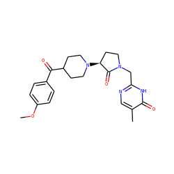 COc1ccc(C(=O)C2CCN([C@H]3CCN(Cc4ncc(C)c(=O)[nH]4)C3=O)CC2)cc1 ZINC000207777487