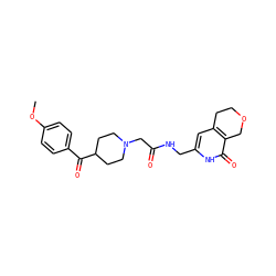 COc1ccc(C(=O)C2CCN(CC(=O)NCc3cc4c(c(=O)[nH]3)COCC4)CC2)cc1 ZINC000208823319