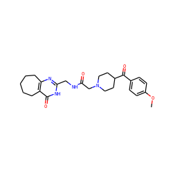 COc1ccc(C(=O)C2CCN(CC(=O)NCc3nc4c(c(=O)[nH]3)CCCCC4)CC2)cc1 ZINC000208764209