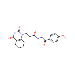 COc1ccc(C(=O)CNC(=O)CCn2c3c(c(=O)[nH]c2=O)CCCC3)cc1 ZINC000013860404