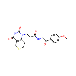 COc1ccc(C(=O)CNC(=O)CCn2c3c(c(=O)[nH]c2=O)CSCC3)cc1 ZINC000013860405