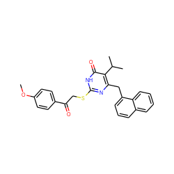 COc1ccc(C(=O)CSc2nc(Cc3cccc4ccccc34)c(C(C)C)c(=O)[nH]2)cc1 ZINC000026952834