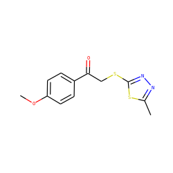 COc1ccc(C(=O)CSc2nnc(C)s2)cc1 ZINC000000126418