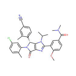 COc1ccc(C(=O)N(C)C)cc1-c1nc2c(n1C(C)C)[C@@H](c1ccc(C#N)cc1C)N(c1cc(Cl)ccc1C)C2=O ZINC000169705689