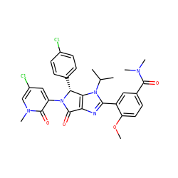 COc1ccc(C(=O)N(C)C)cc1-c1nc2c(n1C(C)C)[C@@H](c1ccc(Cl)cc1)N(c1cc(Cl)cn(C)c1=O)C2=O ZINC000169705713