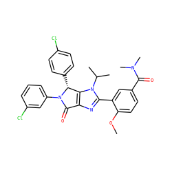 COc1ccc(C(=O)N(C)C)cc1-c1nc2c(n1C(C)C)[C@@H](c1ccc(Cl)cc1)N(c1cccc(Cl)c1)C2=O ZINC000169705503