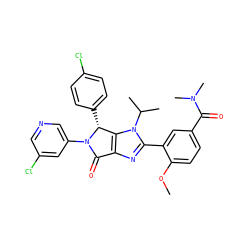 COc1ccc(C(=O)N(C)C)cc1-c1nc2c(n1C(C)C)[C@@H](c1ccc(Cl)cc1)N(c1cncc(Cl)c1)C2=O ZINC000169705719