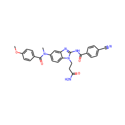 COc1ccc(C(=O)N(C)c2ccc3c(c2)nc(NC(=O)c2ccc(C#N)cc2)n3CCC(N)=O)cc1 ZINC000040420356