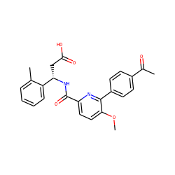 COc1ccc(C(=O)N[C@@H](CC(=O)O)c2ccccc2C)nc1-c1ccc(C(C)=O)cc1 ZINC000261184097