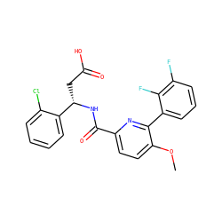COc1ccc(C(=O)N[C@@H](CC(=O)O)c2ccccc2Cl)nc1-c1cccc(F)c1F ZINC000203332812