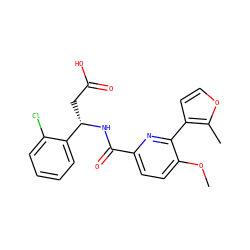 COc1ccc(C(=O)N[C@@H](CC(=O)O)c2ccccc2Cl)nc1-c1ccoc1C ZINC000203339109