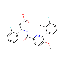 COc1ccc(C(=O)N[C@@H](CC(=O)O)c2ccccc2F)nc1-c1cccc(F)c1C ZINC000203883224